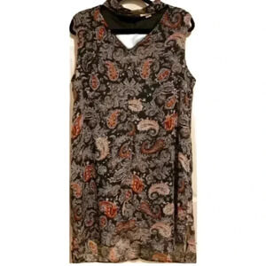 Simply Noelle Women’s High-Low Dress Paisley Sleeveless, Choker Neck Sz. L/XL